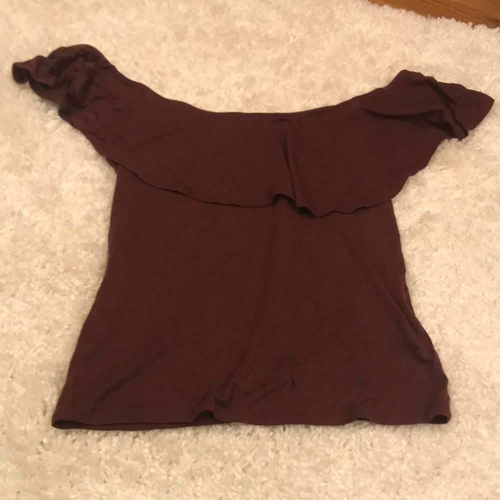 Garage burgundy large off the shoulder top
